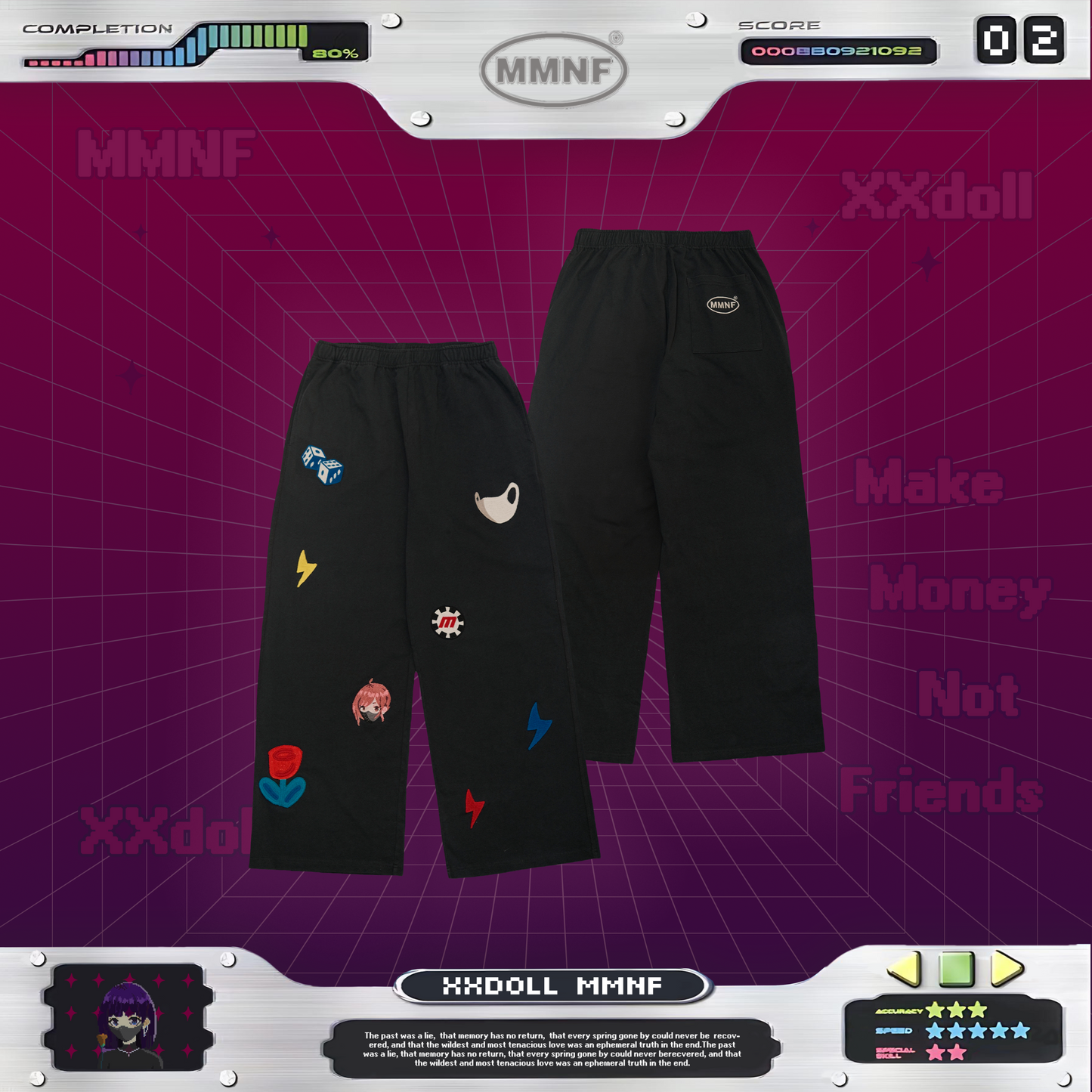 玩偶姐姐「夜幕街機廳」休閒褲 閃電刺繡 正版聯名 xxDoll 限量系列