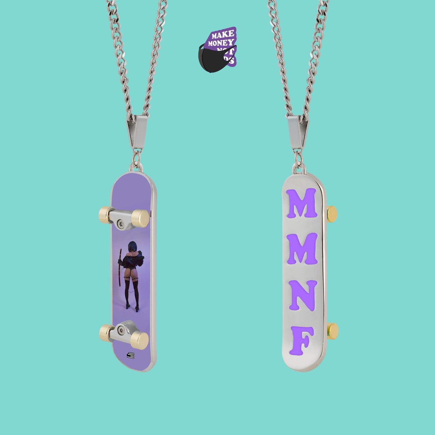 [Limited to 99 pieces] Doll Sister "Dark Side of the Moon" Skateboard Necklace (Upgraded Craftsmanship) Titanium Steel Mirror Polished Limited Sale