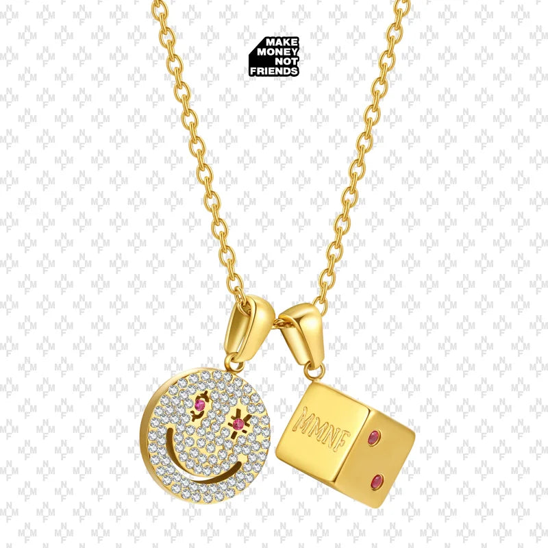 「笑臉幸運符 Lucky Charmz」18K金色/鋯鑽項鍊